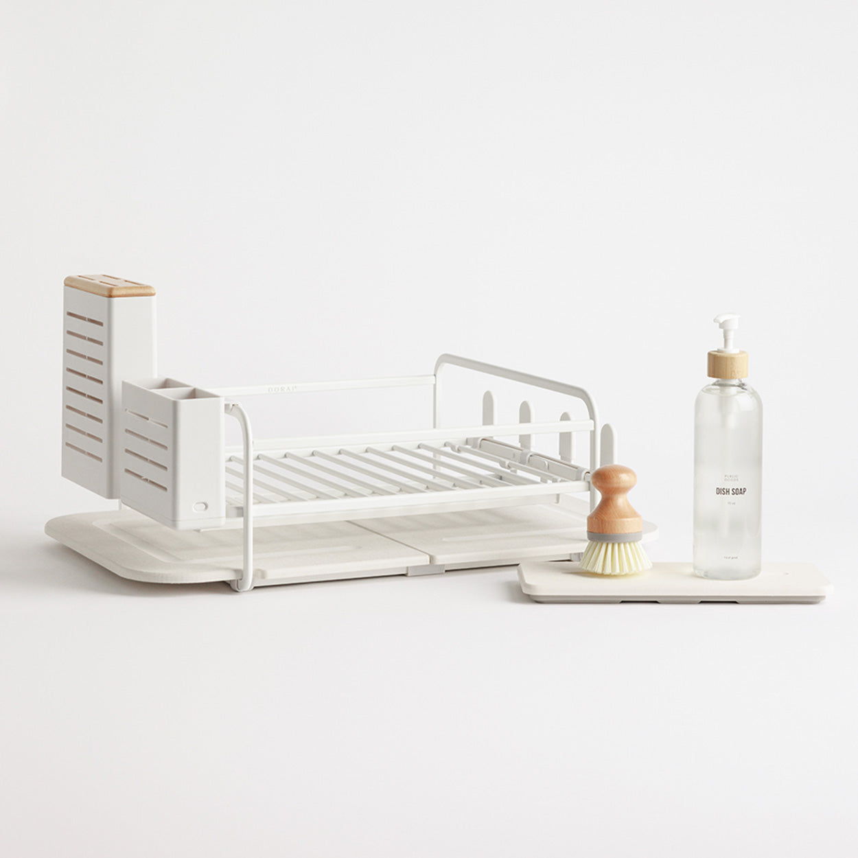 sandstone dish rack with stone sink caddy