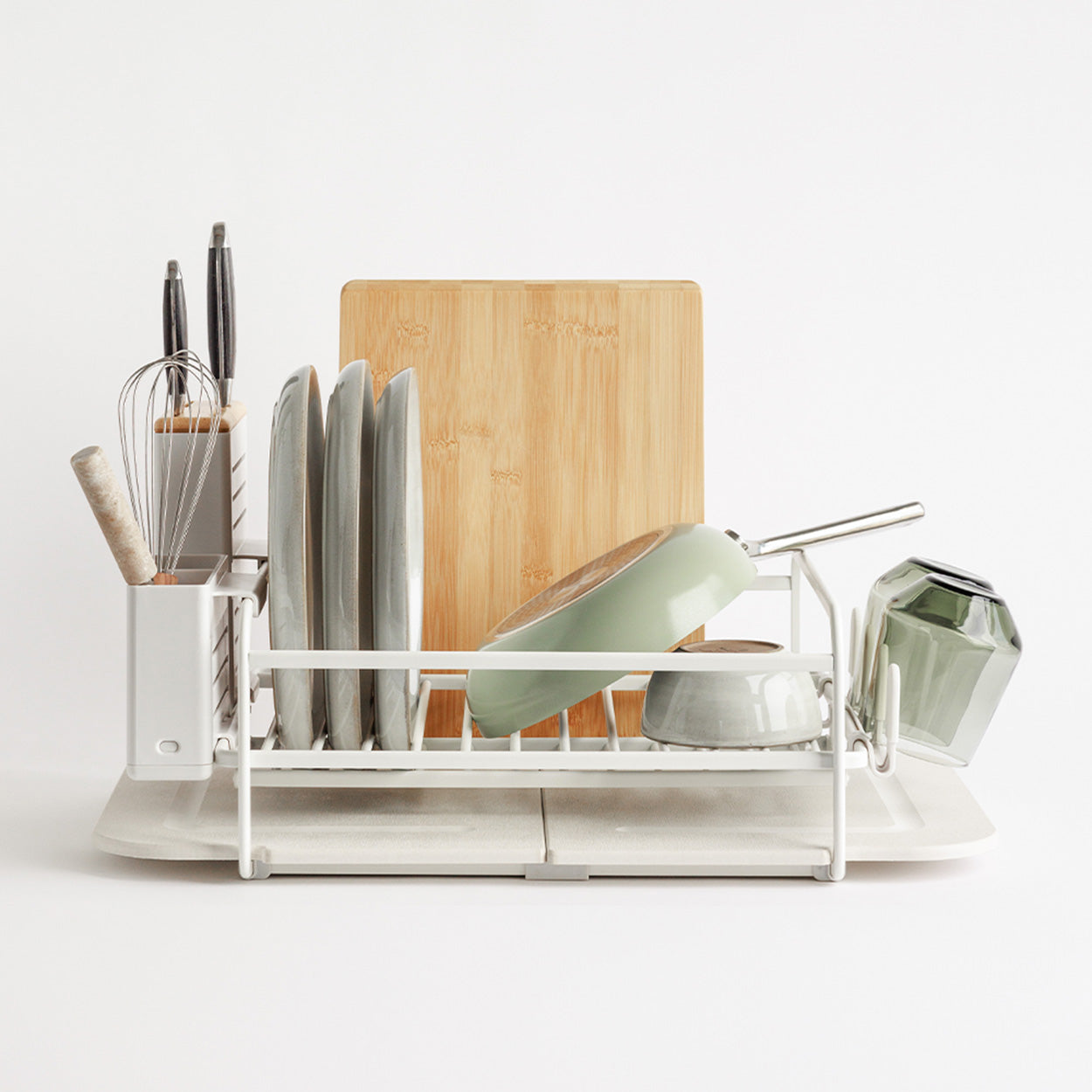 kitchen dish rack with cutting board slot
