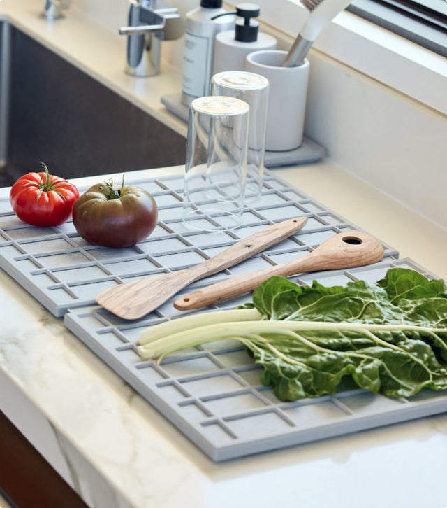 Ridge Large Dish with produce and dishes in modern kitchen. 