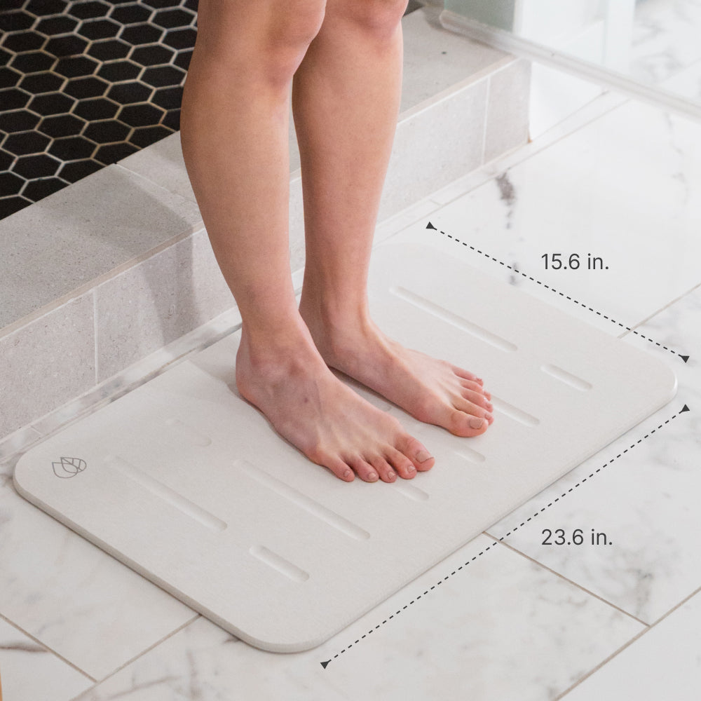 15.6" x 23.6" dimensions of bath stone mat rain from Dorai Home