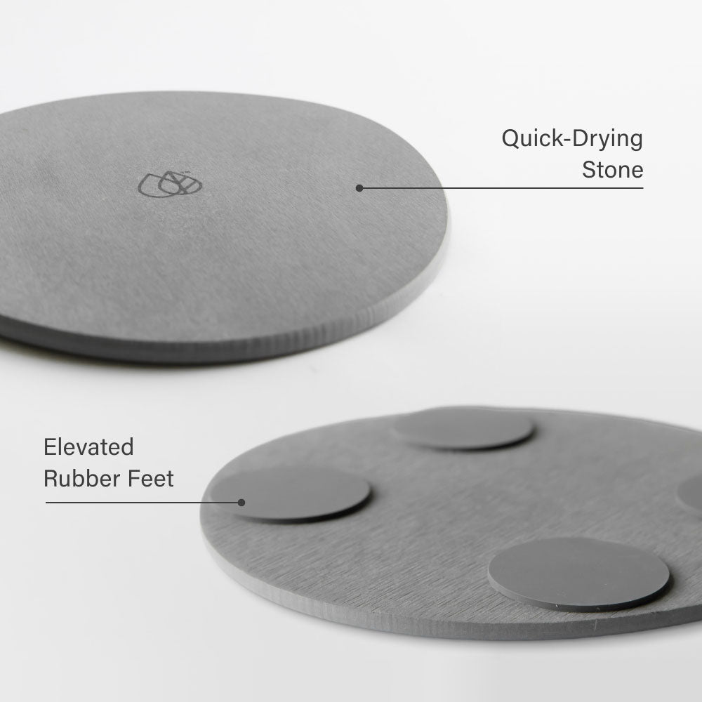 Large Plant Saucer: Quick-Drying Stone. Elevated Rubber Feet. 