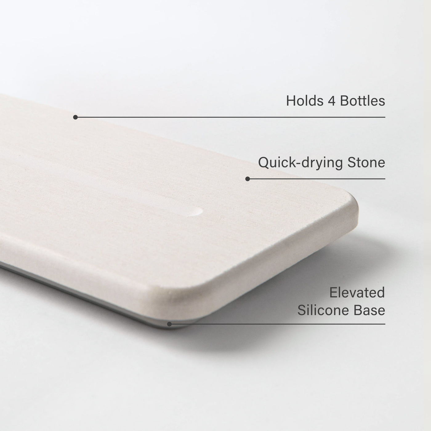 Sandstone Stone Sink Caddy: Holds4 Bottles, Quick-Drying Stone, Elevated Silicone Base