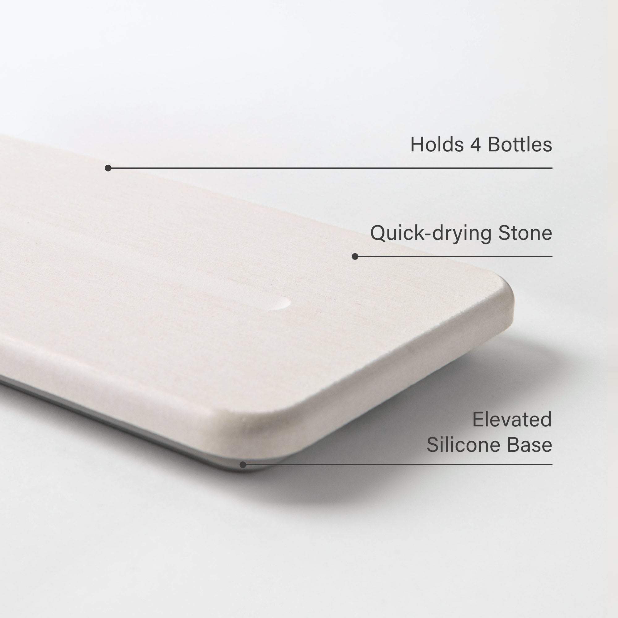 Sandstone Stone Sink Caddy: Holds4 Bottles, Quick-Drying Stone, Elevated Silicone Base