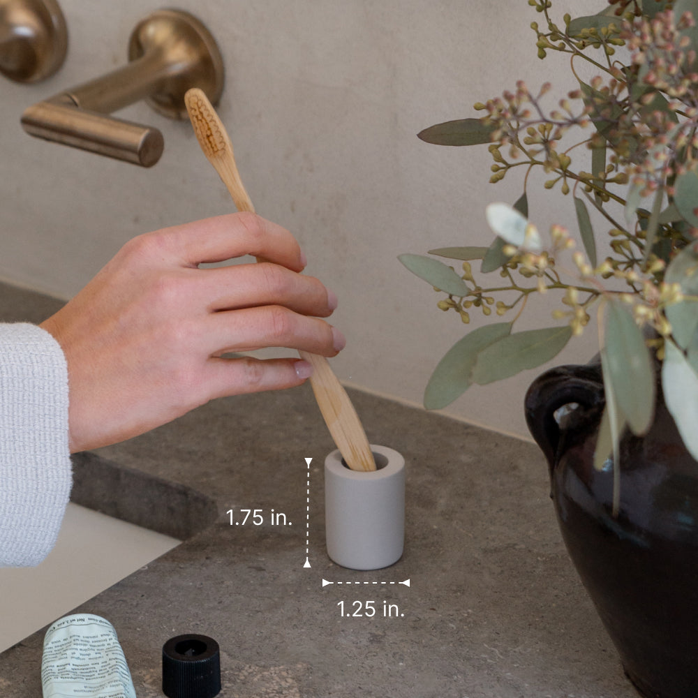 dimensions of small toothbrush holder made from diatomaceous earth - Dorai Home