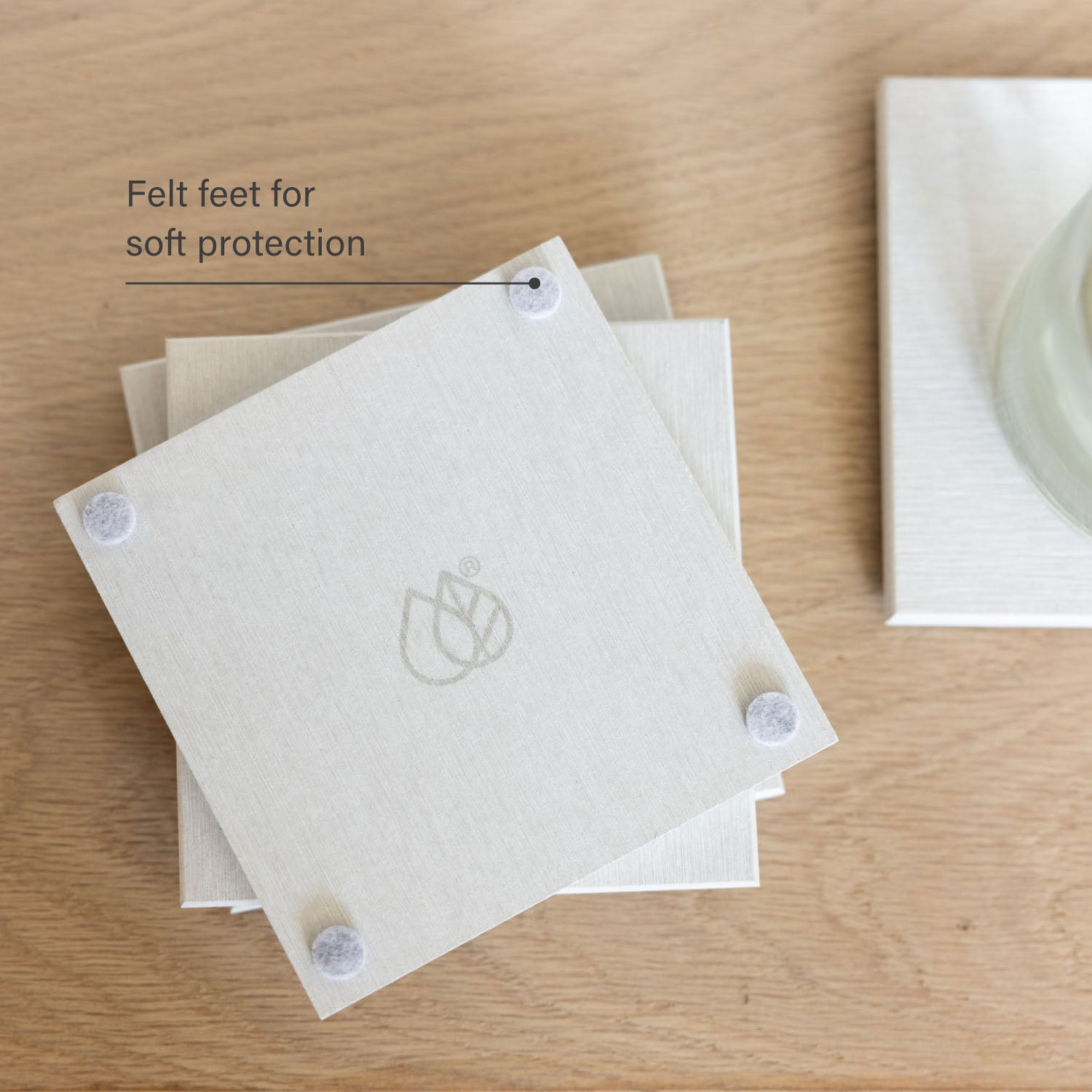 large stone coasters 4-pack with felt feet for soft protection - Dorai Home