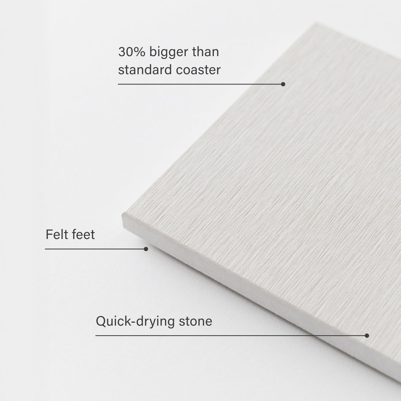 large stone coaster: 30% bigger, felt feet, quick-drying stone - Dorai Home