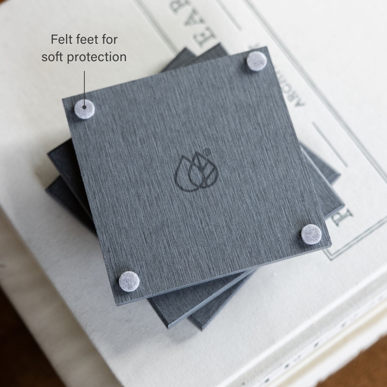 large stone coasters 4-pack slate color - Dorai Home