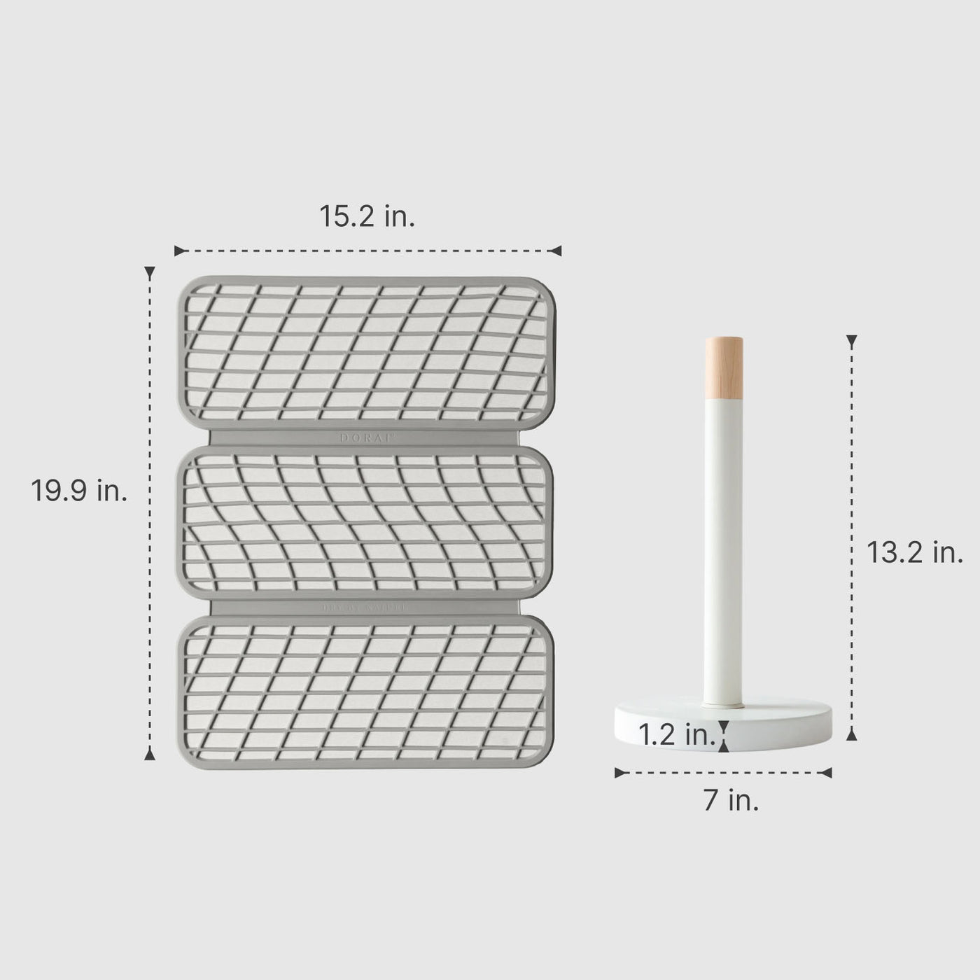 measurement of dish drying stone and paper towel holder