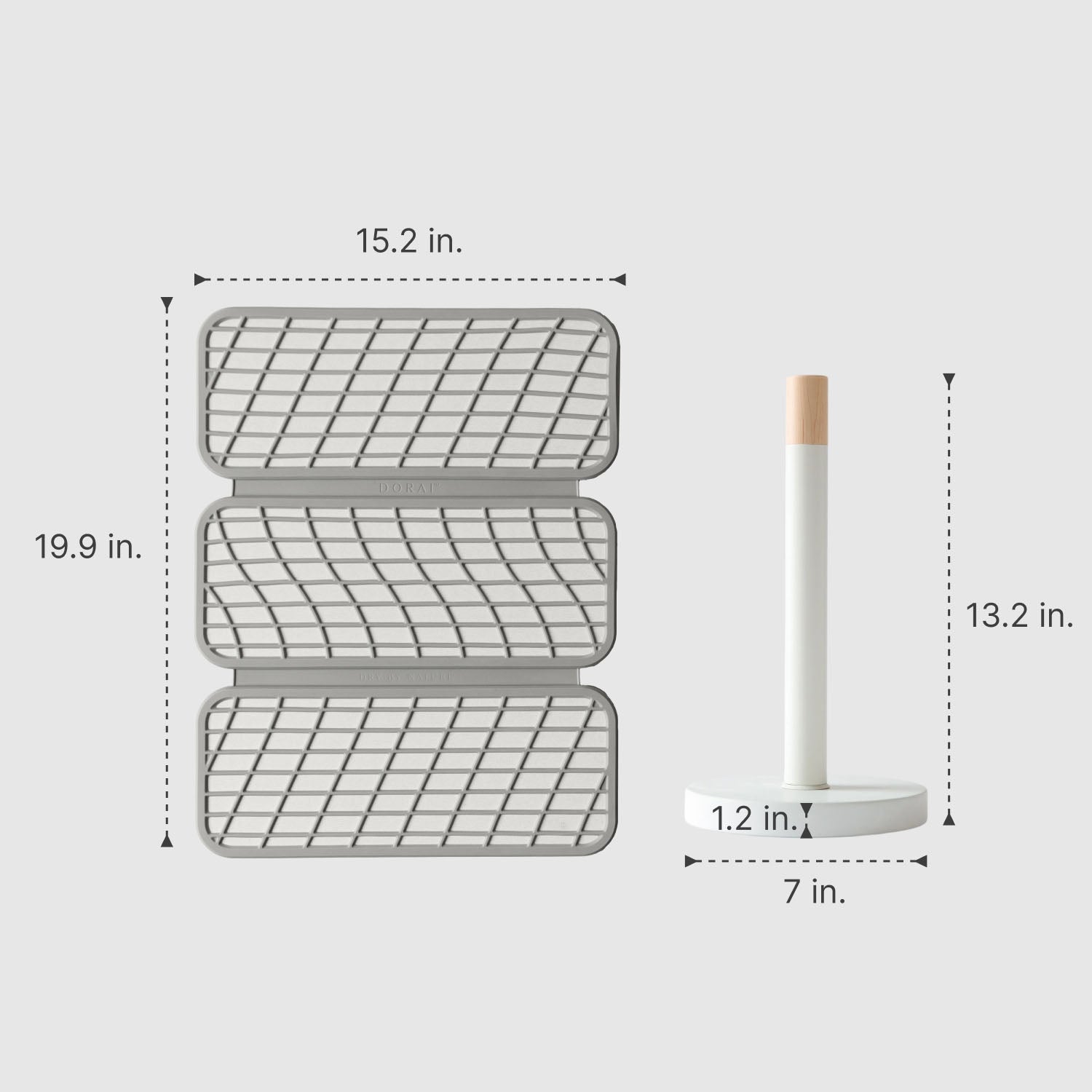measurement of dish drying stone and paper towel holder