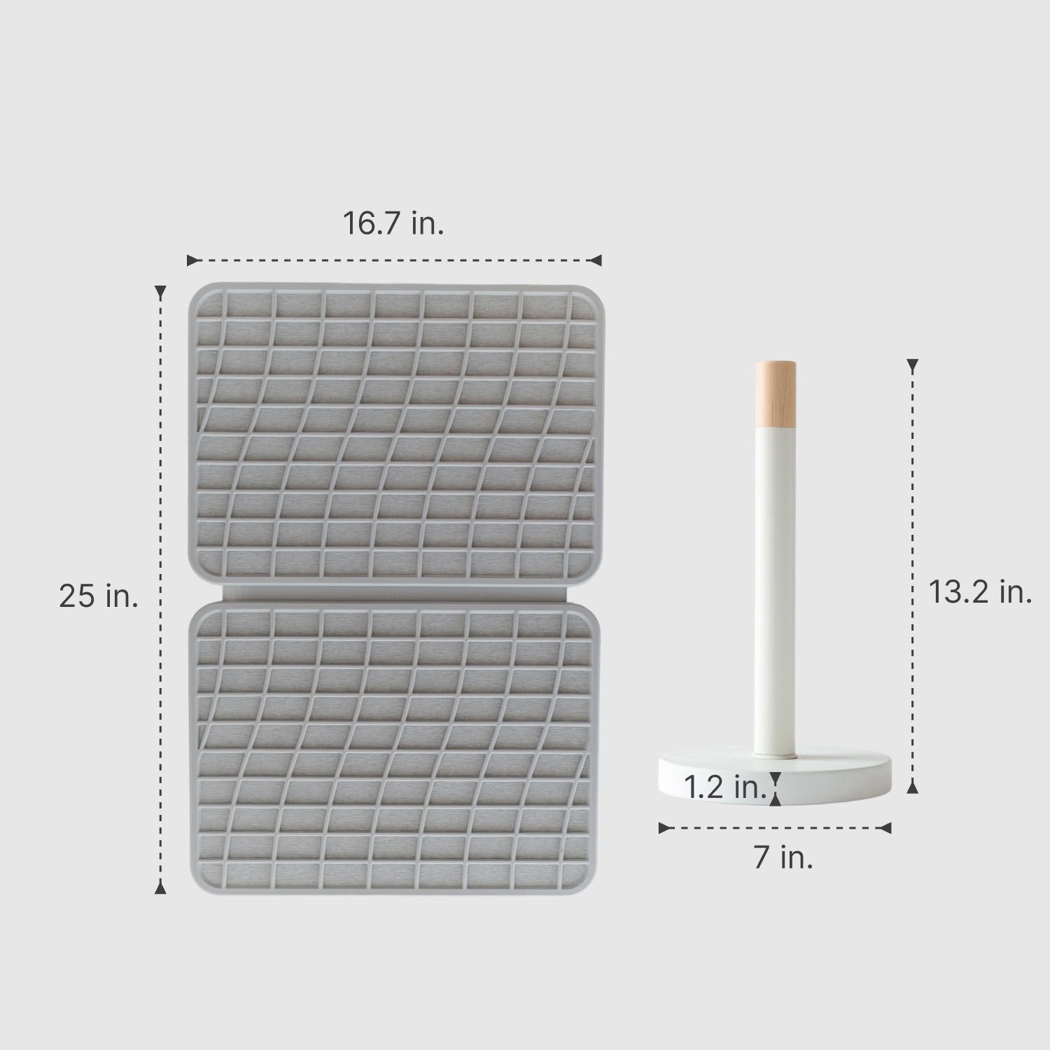measurements of large dish pad and paper towel holder