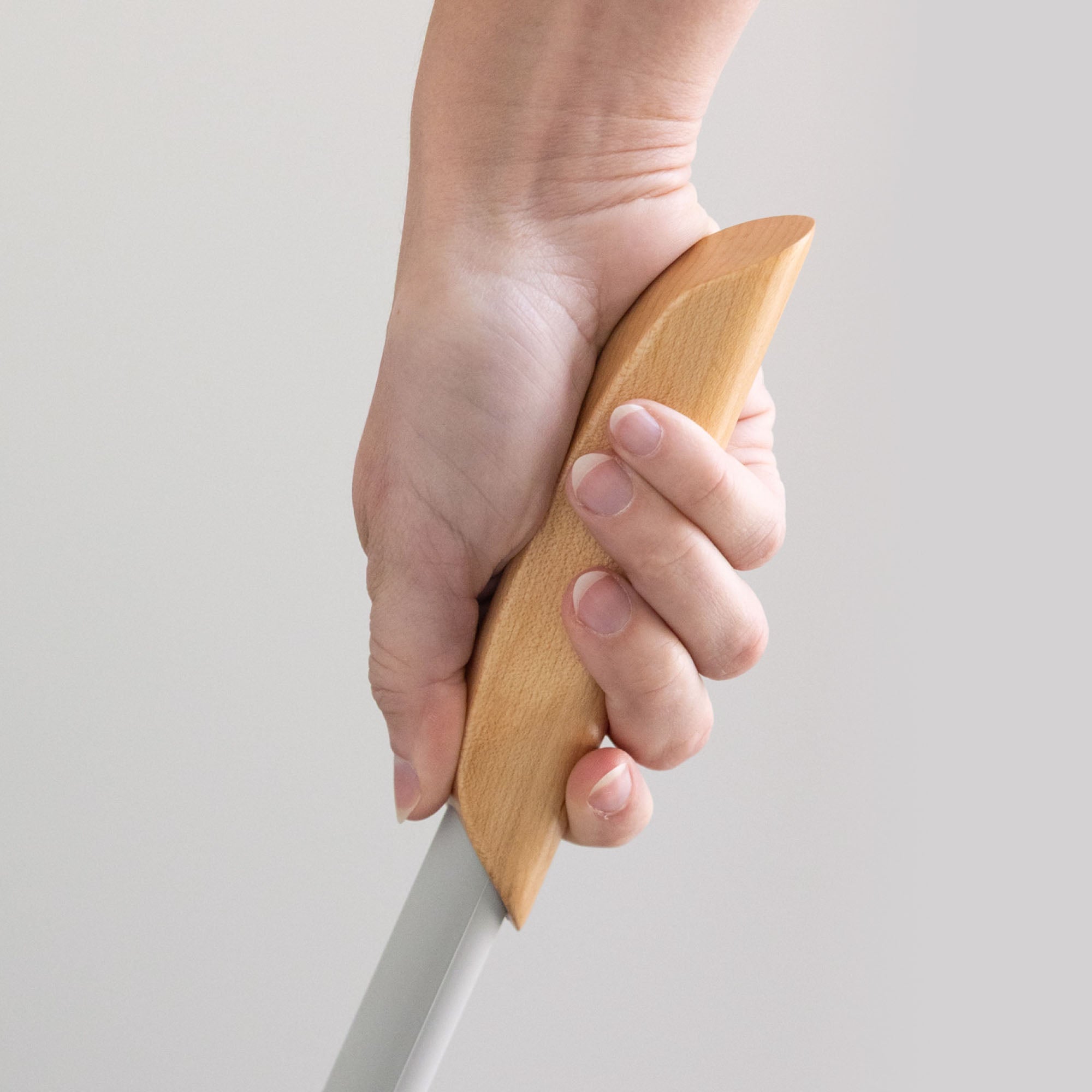 Beautiful wooden-handle of a modern toilet brush holder. 
