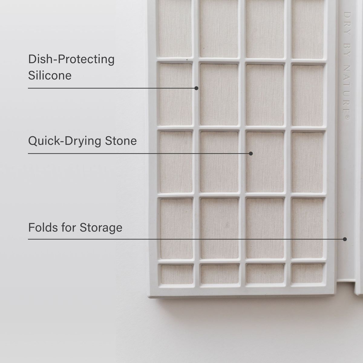 Glacier Ridge Dish Pad: Dish-Protecting Silicone, Quick-Drying Stone, Folds for Storage.