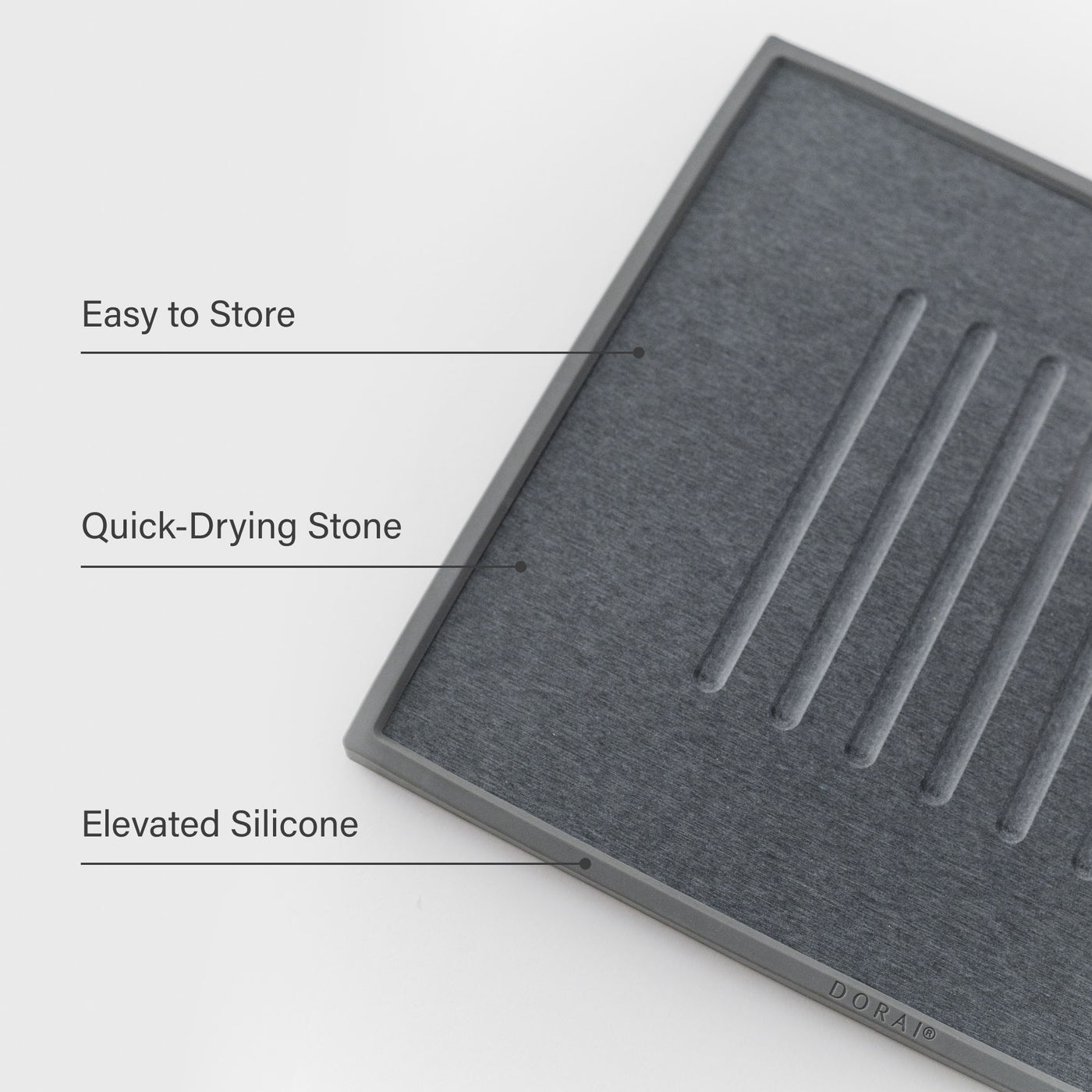 Slate Dish Drying Stone: Quick-Drying Stone, Elevated Silicone, Easy to Store.