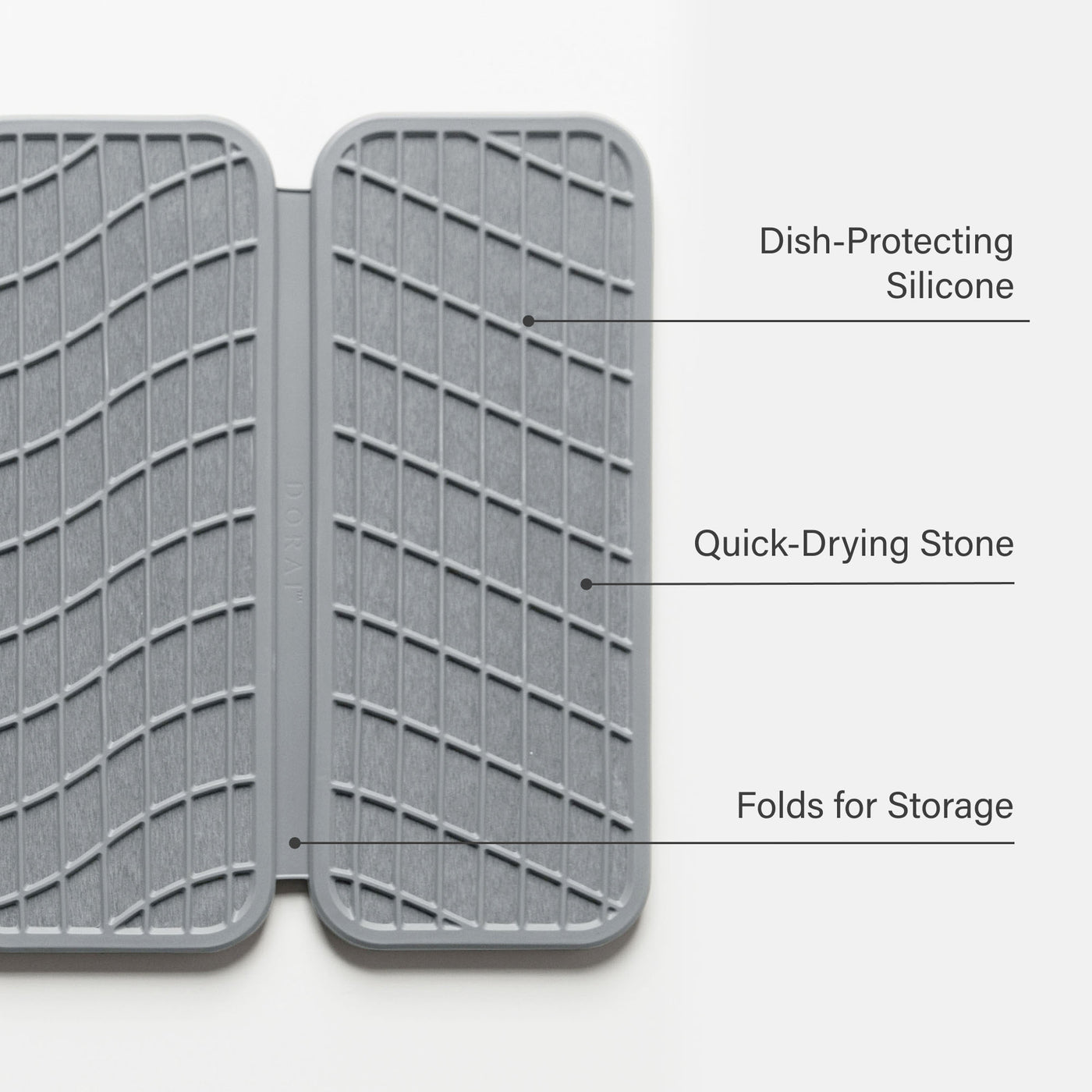 Drift Ash Dish Pad: Dish-Protecting Silicone, Quick-Drying Stone, Folds for Storage.
