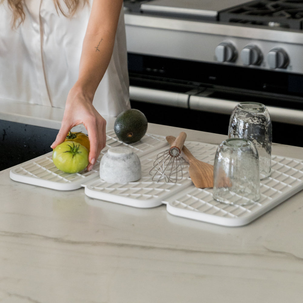 stone dish drying mat with silicone cover