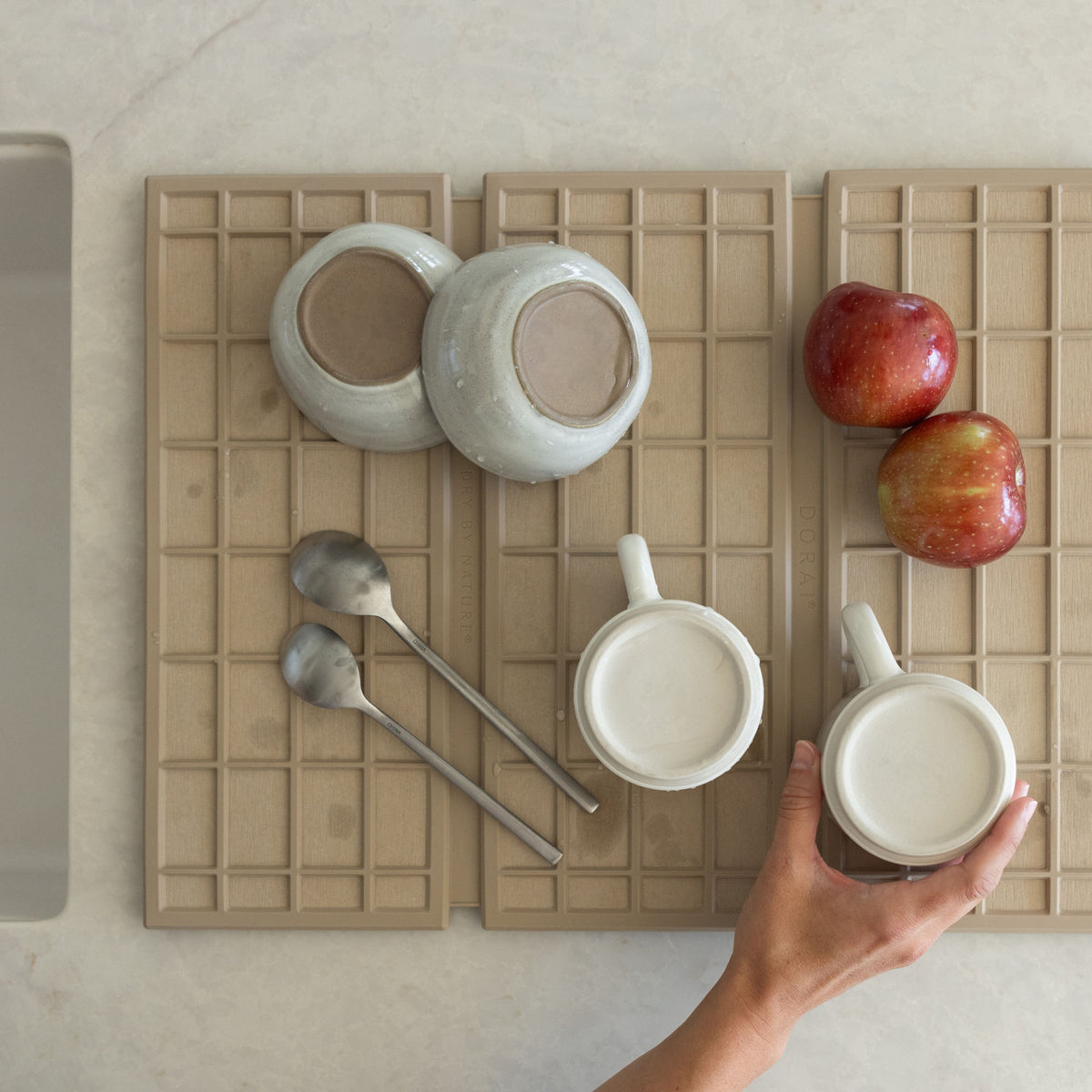 Clay Ridge Dish Pad with dishes | Pre-Order Clay | Clay Collection Image