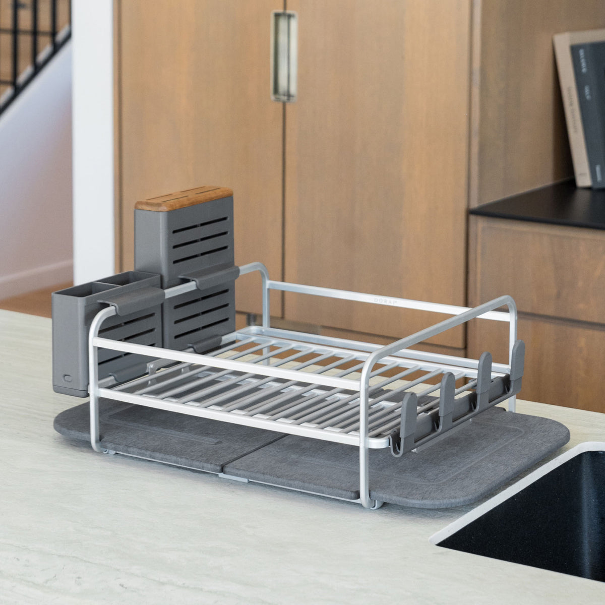 Slate Dish Rack Replacement Stones with dish rack in kitchen.