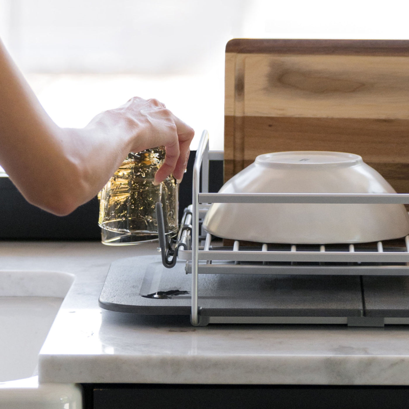 Slate Dish Rack Replacement Stones with dishes. 