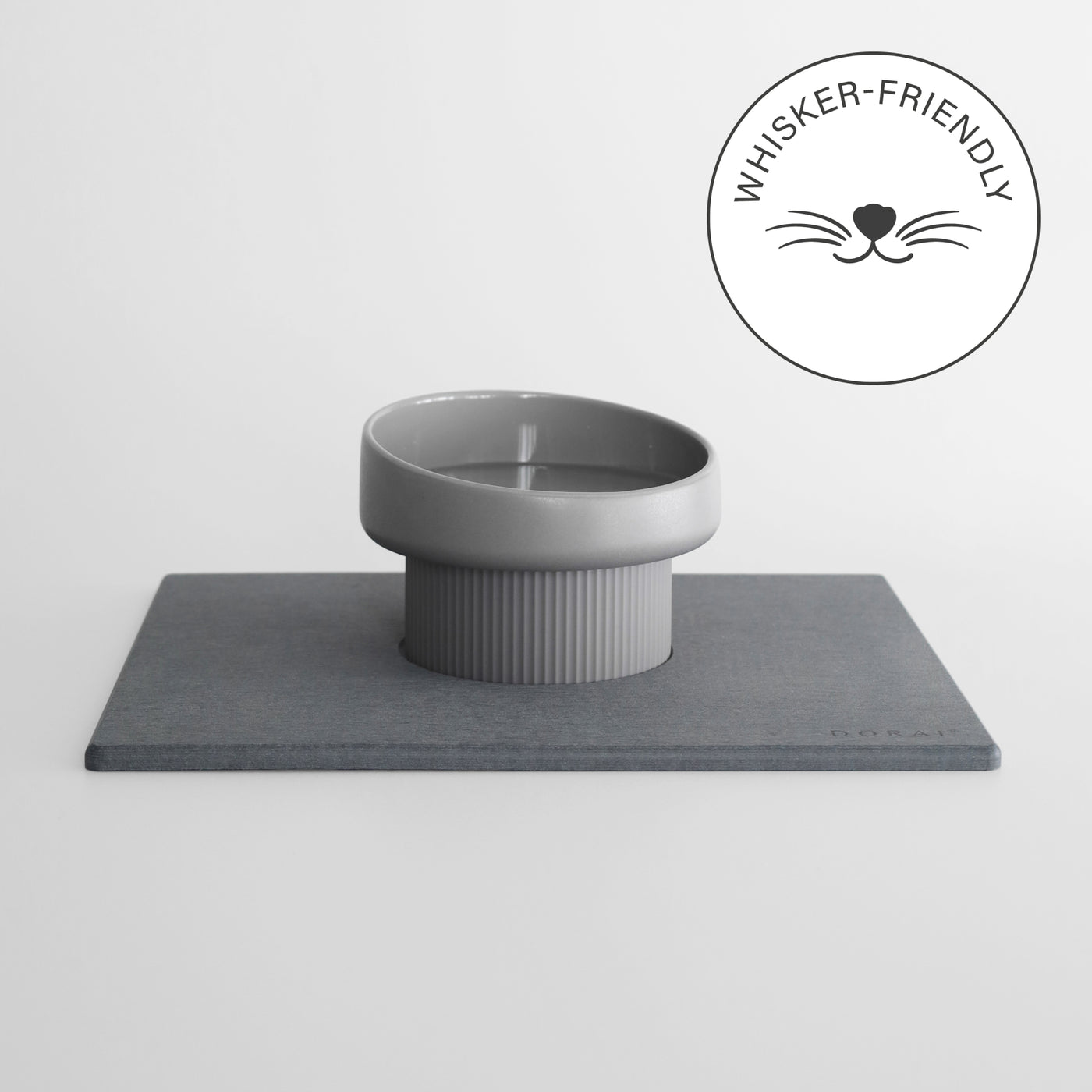 ceramic elevated cat bowl with stone base made from diatomaceous earth - Dorai Home