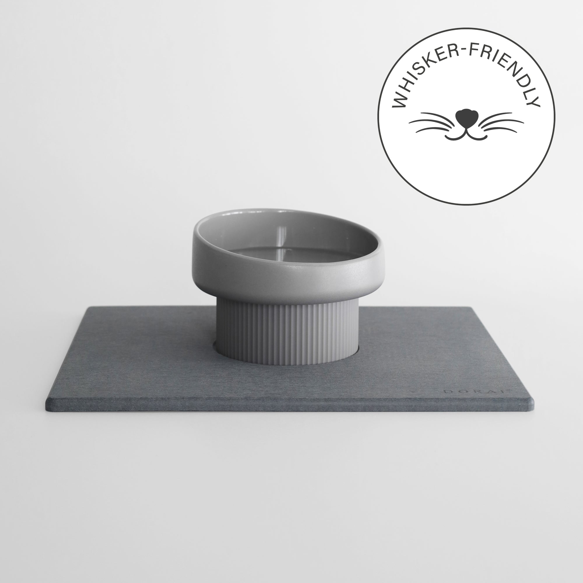 ceramic elevated cat bowl with stone base made from diatomaceous earth - Dorai Home