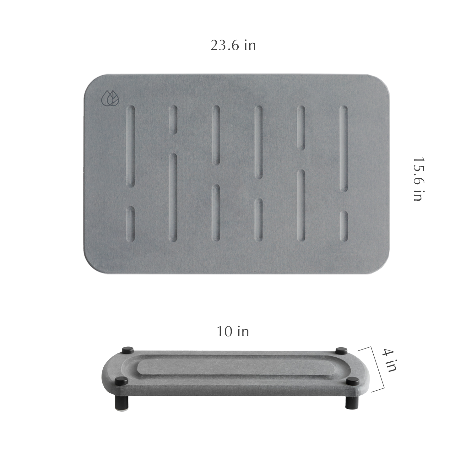 dimensions of rain bath stone mat and sink caddy with metal feet