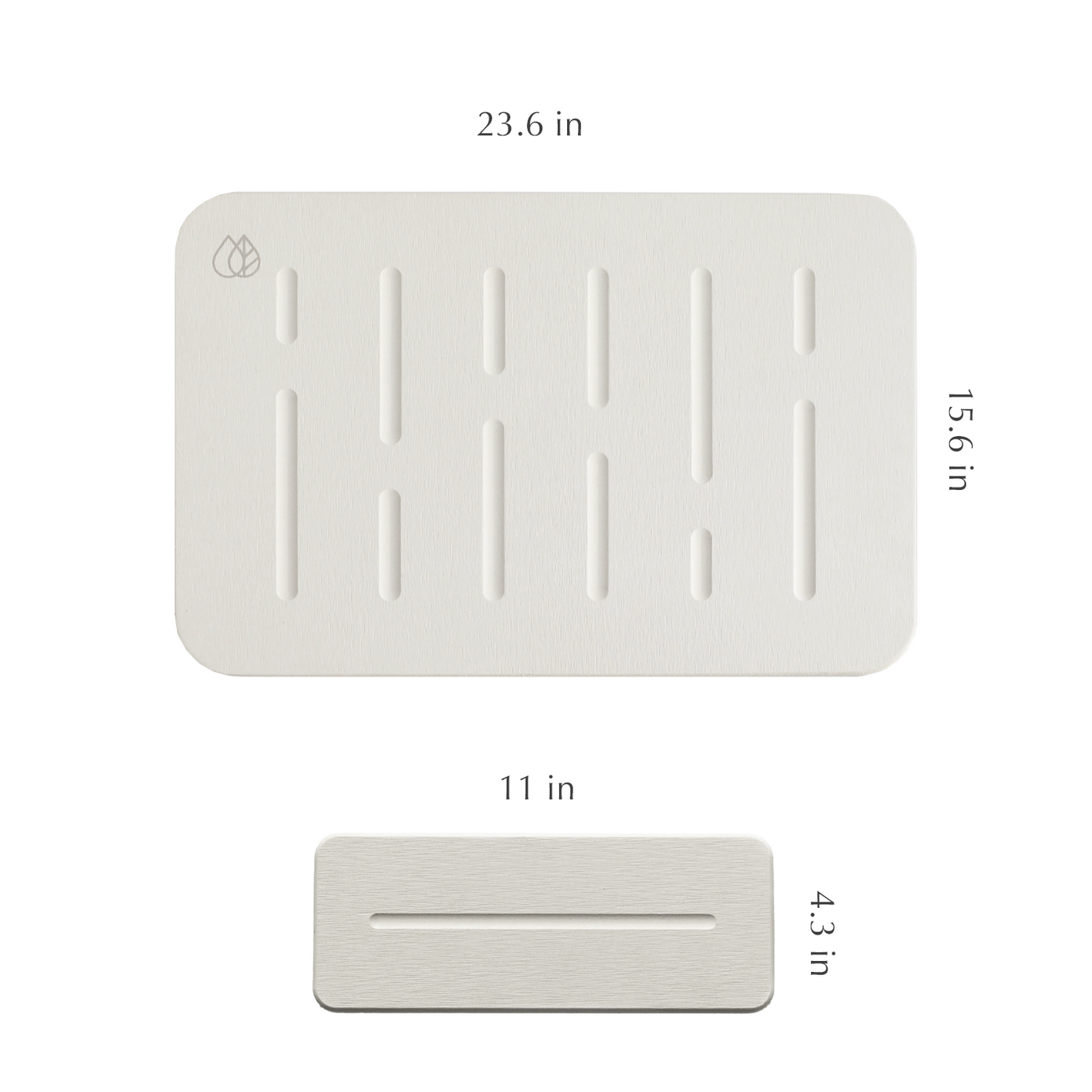 dimension graphic of bath stone and caddy