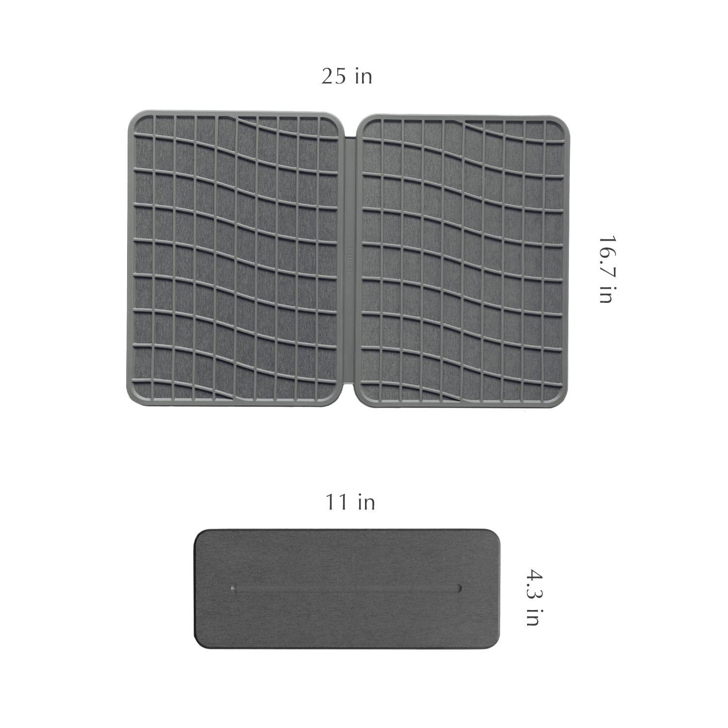 dimensions of large dish pad and stone sink caddy 