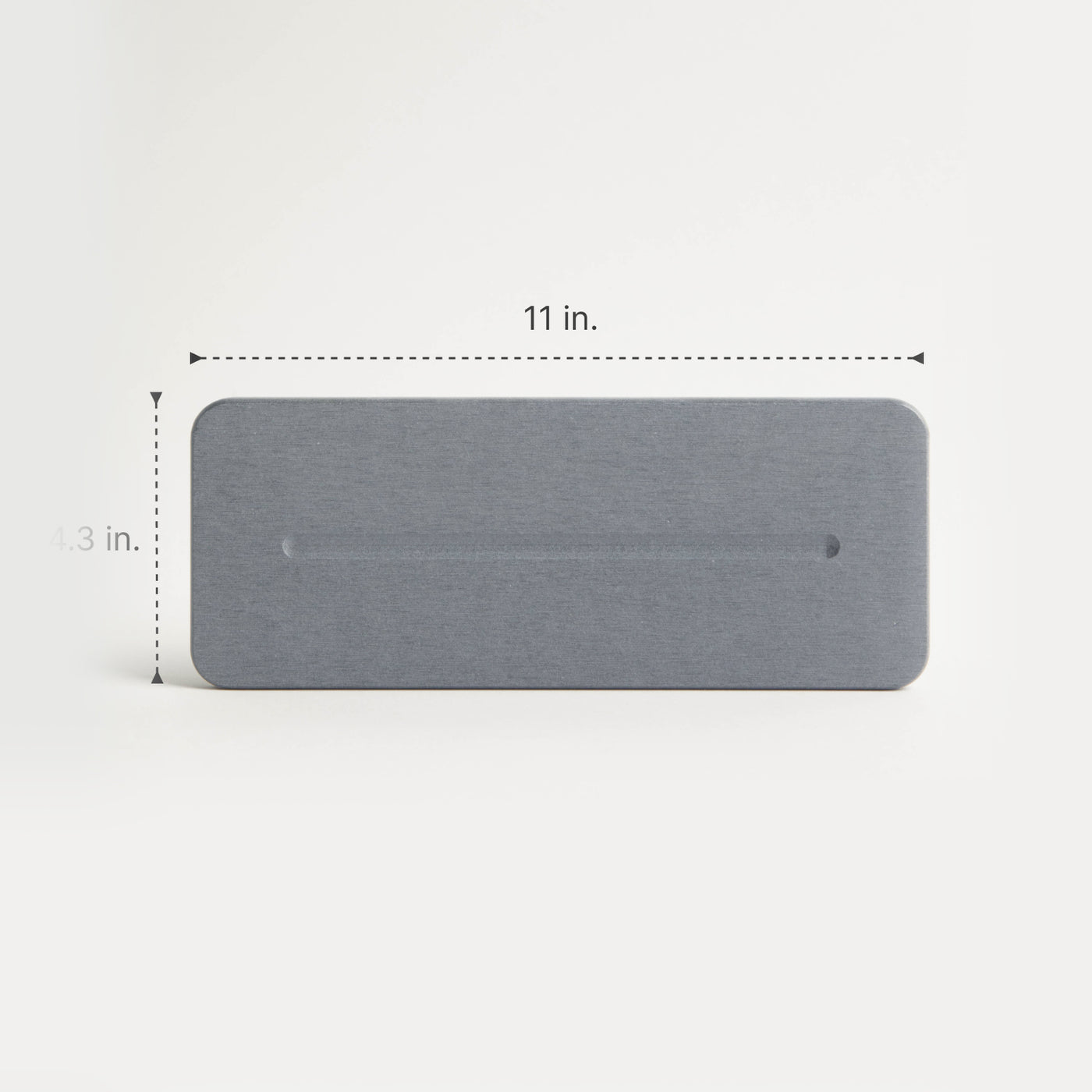 Gray rectangular diatomaceous earth sink caddy with dimensions labeled on a white background - Dorai Home