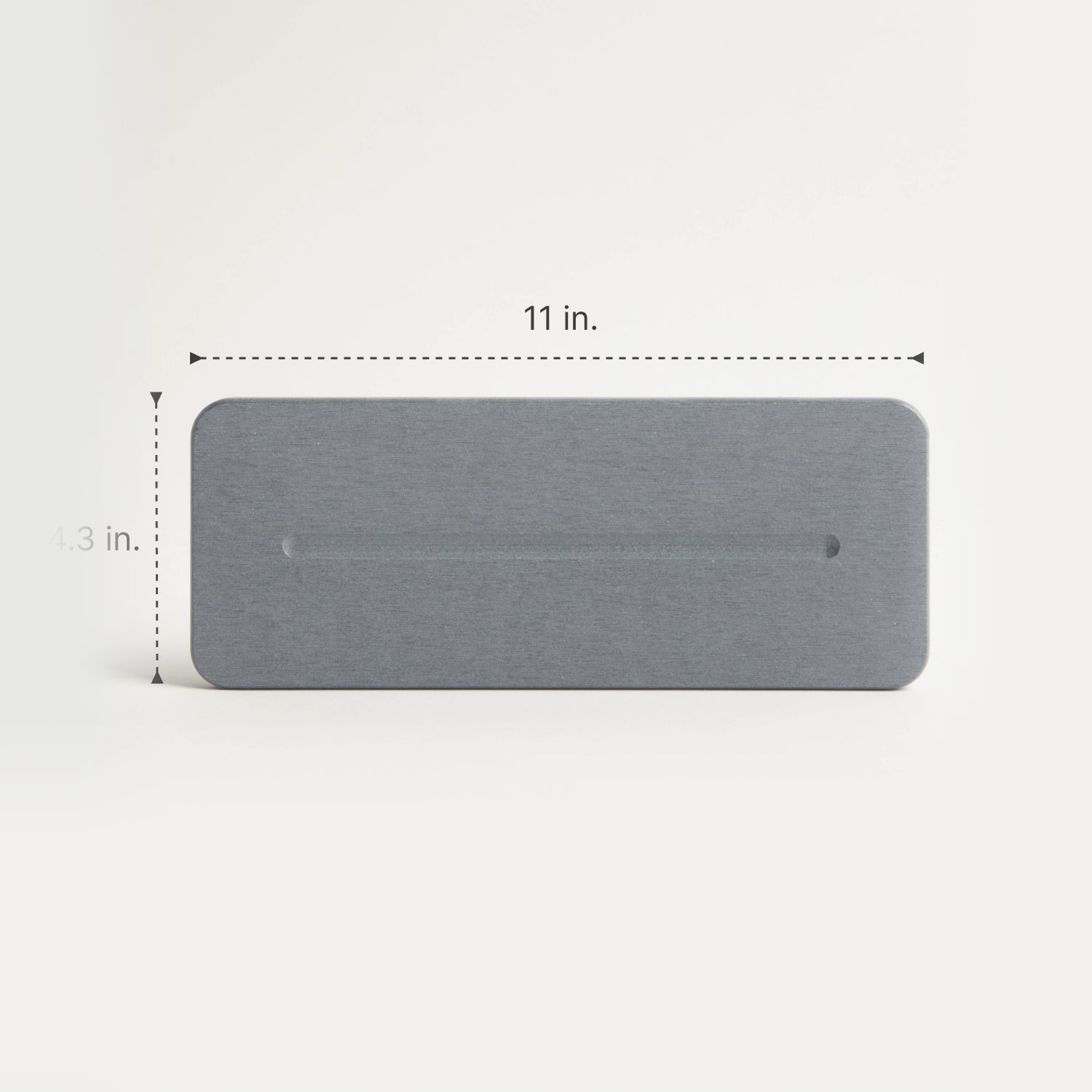 Gray rectangular diatomaceous earth sink caddy with dimensions labeled on a white background - Dorai Home